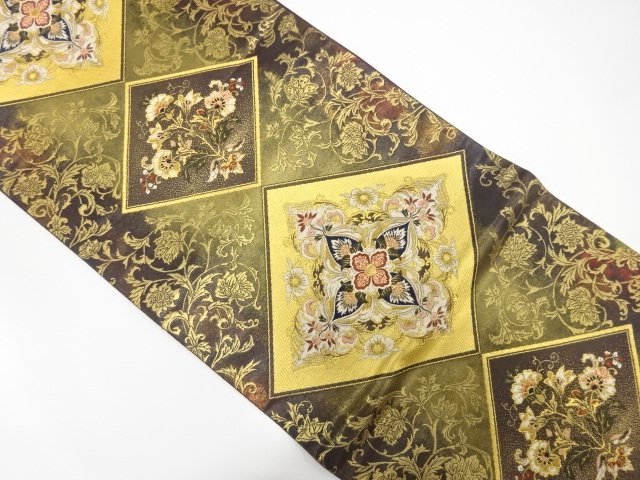 JAPANESE FUKURO OBI / UNUSED / WOVEN FLOWER CREST